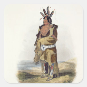 Pegatina Cuadrada Pachtuwa-Chta, un guerrero de Arrikkara, plato 27
