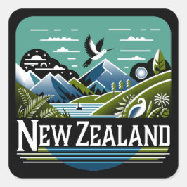 Pegatina Cuadrada Pacífico Sur de Nueva Zelanda