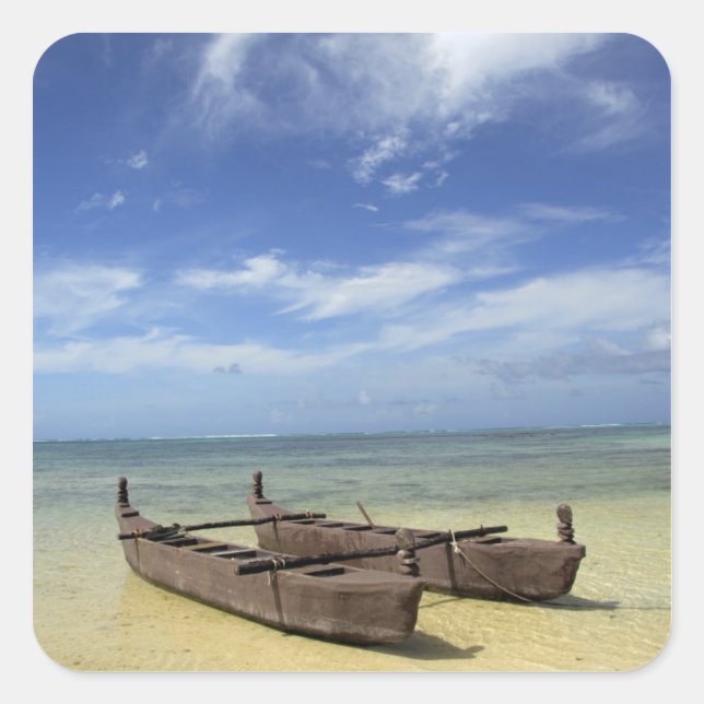 Pegatina Cuadrada Pacífico Sur, Polinesia Francesa, Moorea. (Anverso)