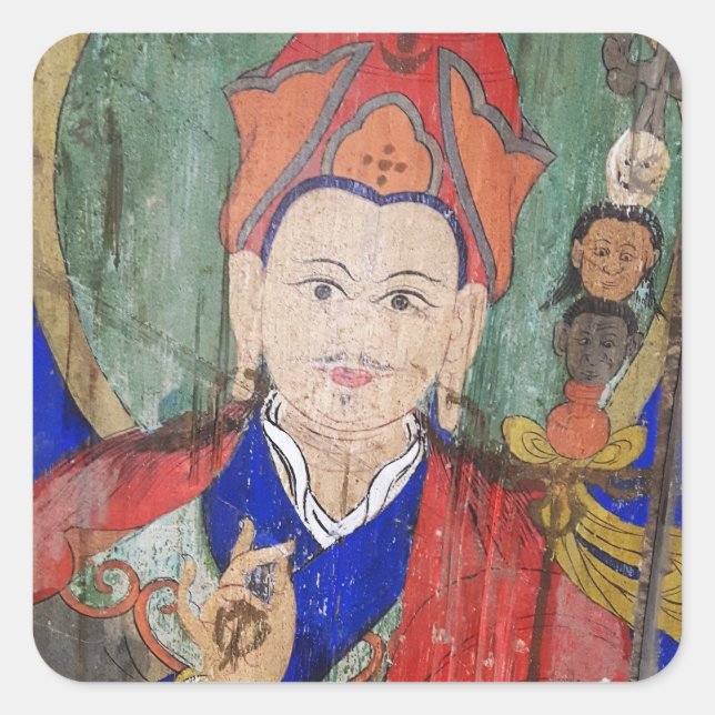 Pegatina Cuadrada Padmasambhava, Buda - Guru Rinpoche, Nepal (Anverso)
