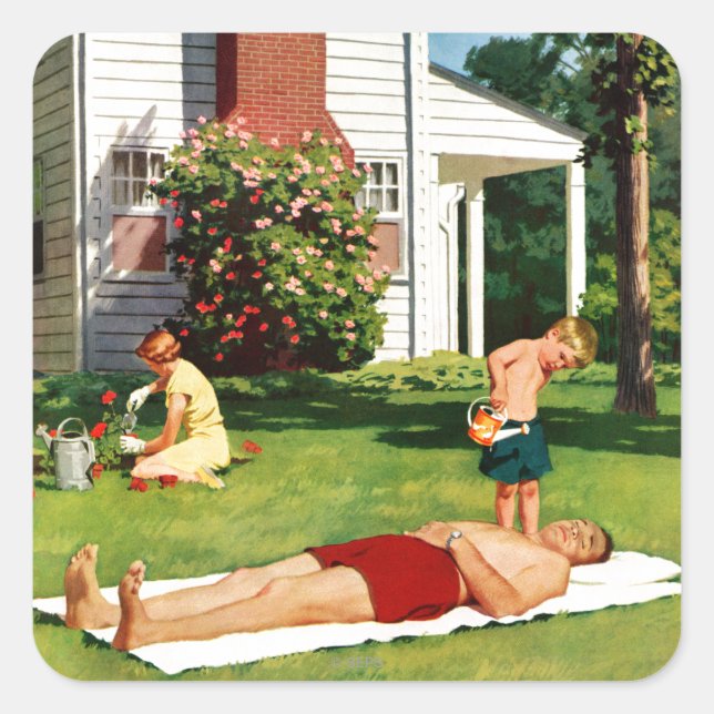 Pegatina Cuadrada Padre de riego (Anverso)