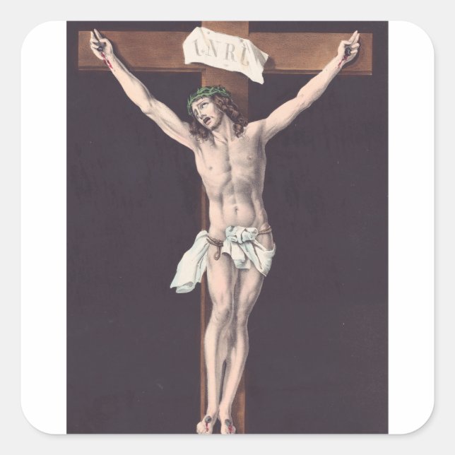 Pegatina Cuadrada Padre, en tus manos recomiendo mi espíritu (Anverso)