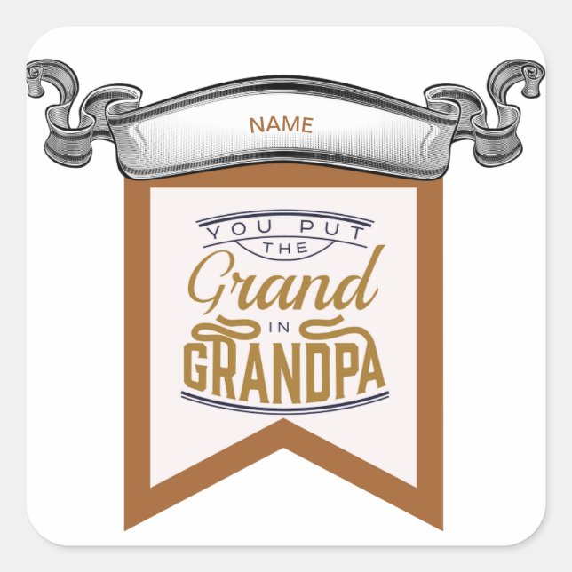 PEGATINA CUADRADA PADRE , ESTILO GRANDPA (Anverso)