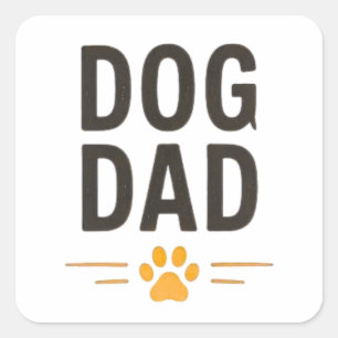 Pegatina Cuadrada Padre Perro con Diseño Simple de Pata