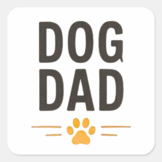 Pegatina Cuadrada Padre Perro con Diseño Simple de Pata