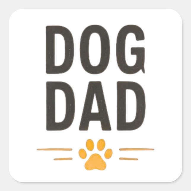 Pegatina Cuadrada Padre Perro con Diseño Simple de Pata (Anverso)