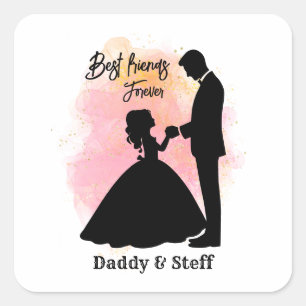 Pegatina Cuadrada Padre personalizado y hija - Los mejores amigos pa