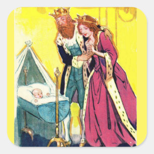 Pegatina Cuadrada padres reales y bebé real