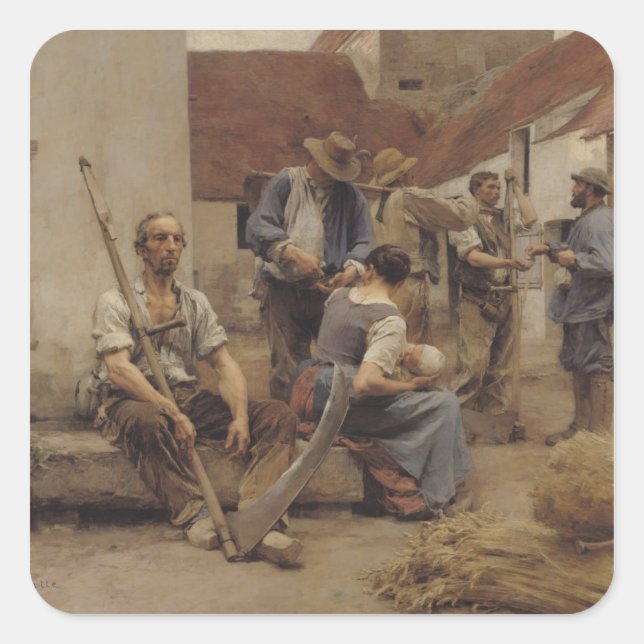 Pegatina Cuadrada Pagando a los inversores, 1882 (Anverso)
