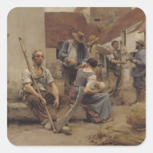 Pegatina Cuadrada Pagando a los inversores, 1882