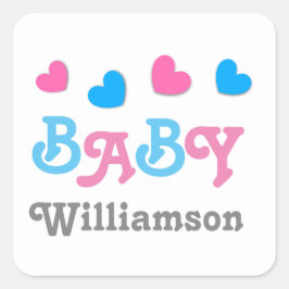 Pegatina Cuadrada Página A05 de la colección de corazones de Baby Sh