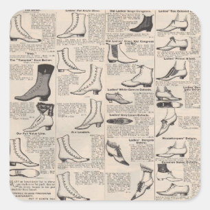 Pegatina Cuadrada Página de catálogo de zapatos antiguos para damas