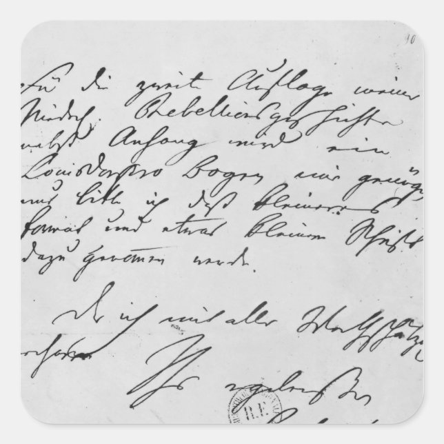 Pegatina Cuadrada Página de texto con su firma (Anverso)