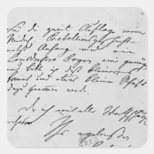 Pegatina Cuadrada Página de texto con su firma