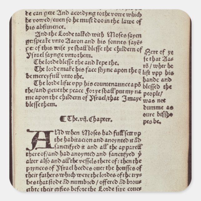 Pegatina Cuadrada Página de texto del antiguo Testamento (Anverso)