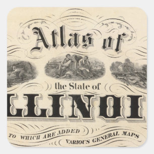 Pegatina Cuadrada Página de título Atlas del estado de Illinois