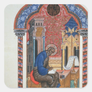 Pegatina Cuadrada Página de título de los cuatro evangelios de Isa