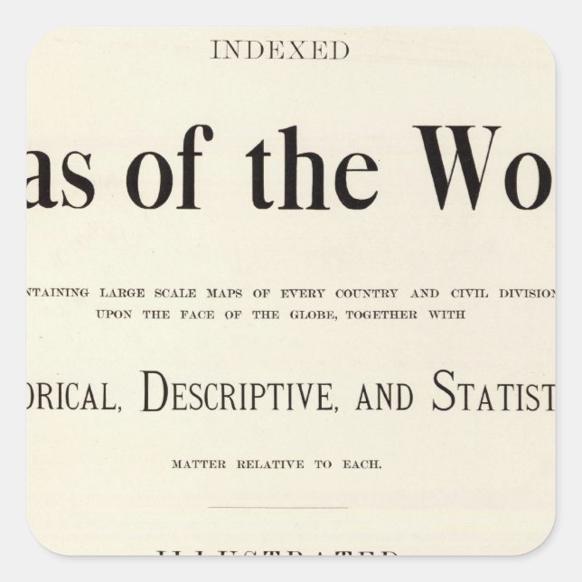 Pegatina Cuadrada Página de título del Atlas indizado (Anverso)