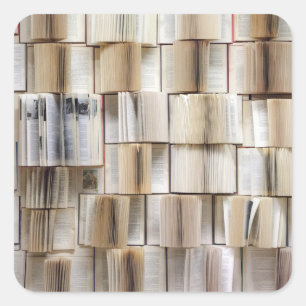 Pegatina Cuadrada Páginas de libros de libros abiertos de vintage