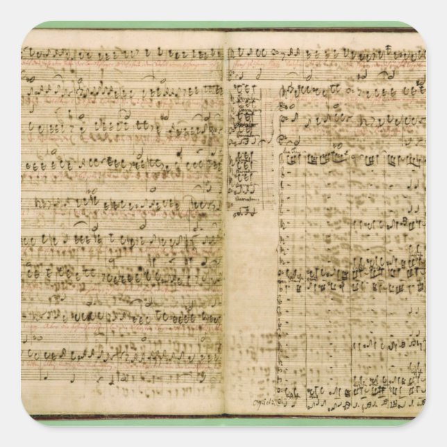 Pegatina Cuadrada Páginas de Score of the 'The Art of the Fugue' (Anverso)