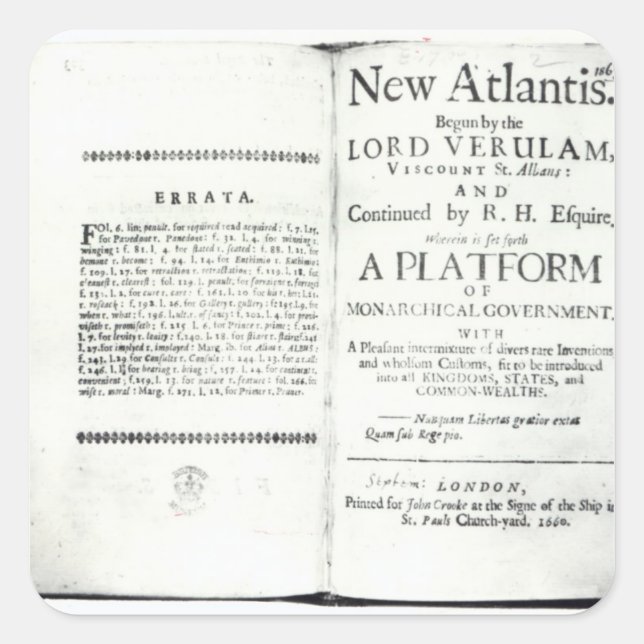 Pegatina Cuadrada Páginas de títulos de Francis Bacon (Anverso)