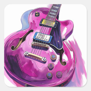 Pegatina Cuadrada Paint Guitar Paint Splash