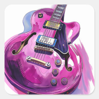 Pegatina Cuadrada Paint Guitar Paint Splash