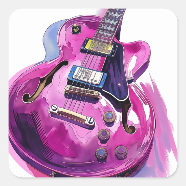 Pegatina Cuadrada Paint Guitar Paint Splash (Anverso)