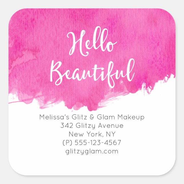 Pegatina Cuadrada Paint Watercolor Paint Paint Splatt Hello Beautifu (Anverso)