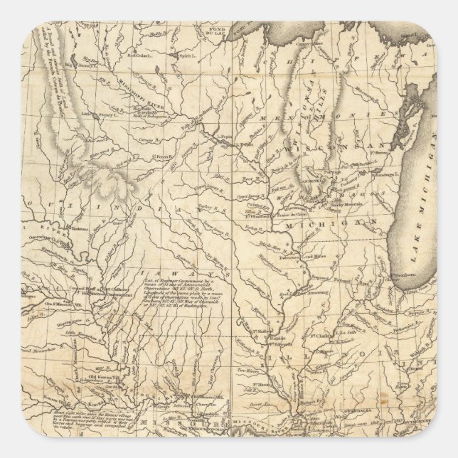 Pegatina Cuadrada País compuesto consumido por el Misisipi (Anverso)