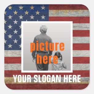 PEGATINA CUADRADA PAÍS SLOGAN PERSONALIZADO DICIENDO BANDERA PERSONA