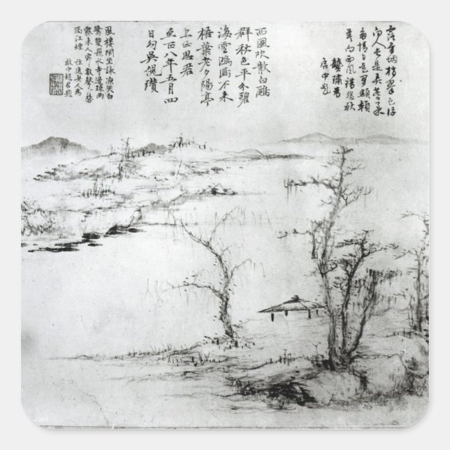 Pegatina Cuadrada Paisaje 2 (Anverso)