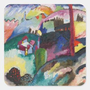 Pegatina Cuadrada Paisaje con chimenea de fábrica de Wassily Kandins