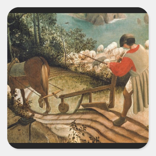 Pegatina Cuadrada Paisaje con la caída de Ícaro (Anverso)