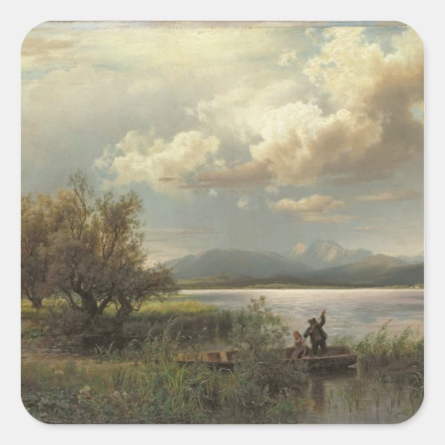 Pegatina Cuadrada Paisaje de Bayern, 1856 (Anverso)