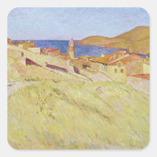 Pegatina Cuadrada Paisaje de Collioure (Anverso)