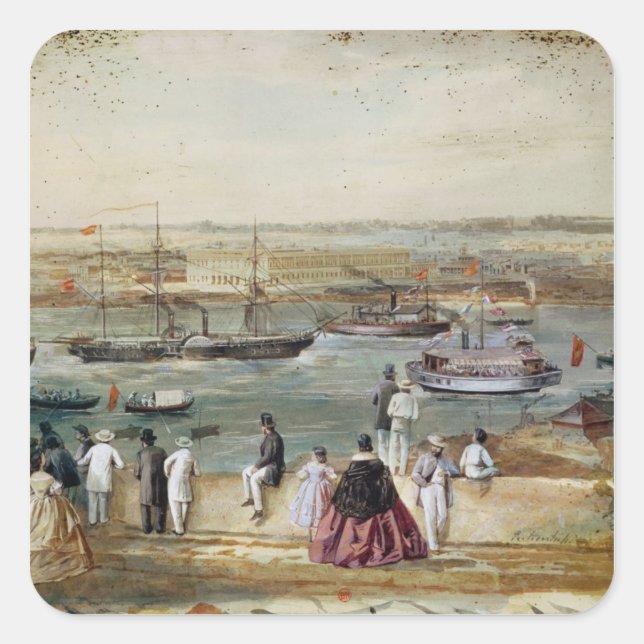 Pegatina Cuadrada Paisaje de Cuba (Anverso)