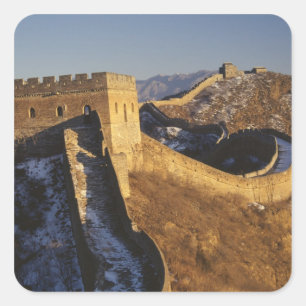 Pegatina Cuadrada Paisaje de la Gran Muralla bajo la puesta del sol,