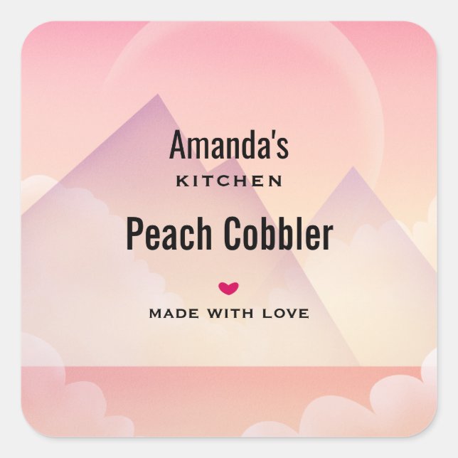 Pegatina Cuadrada Paisaje de la montaña Dreamy Pastel (Anverso)