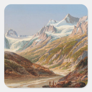 Pegatina Cuadrada Paisaje de la montaña Silvretta - Ignaz Dorn