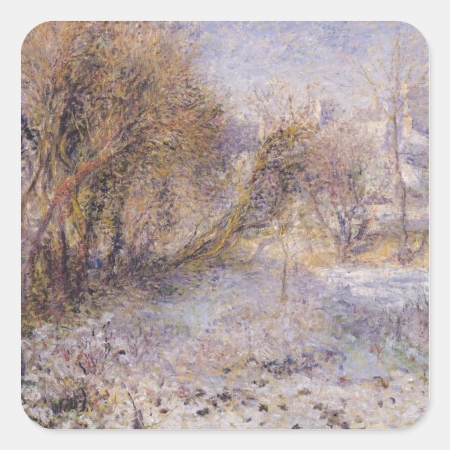 Pegatina Cuadrada Paisaje de nieve (Anverso)