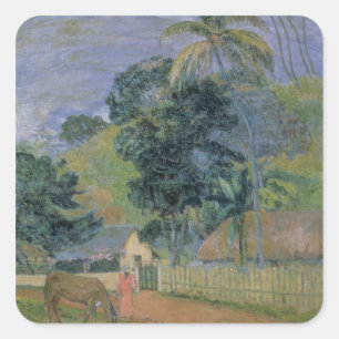 Pegatina Cuadrada Paisaje de Paul Gauguin el  , 1899