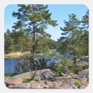 Pegatina Cuadrada Paisaje de Suecia