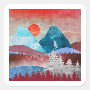 Pegatina Cuadrada Paisaje del águila plateada