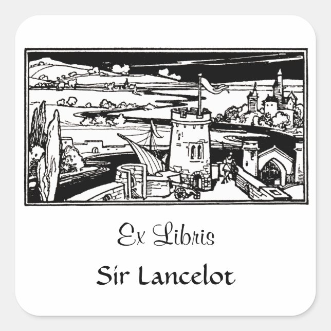 Pegatina Cuadrada Paisaje del castillo (Anverso)