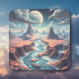 Pegatina Cuadrada Paisaje etéreo surrealista | Mundo mágico
