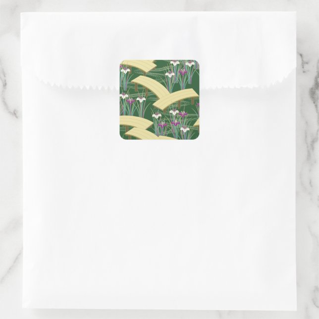 Pegatina Cuadrada Paisaje floral del río Vintage (Bolso)