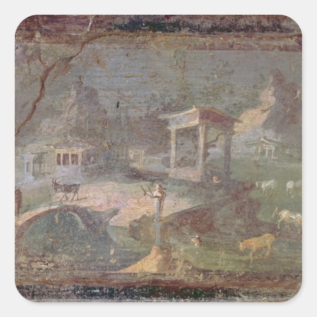 Pegatina Cuadrada Paisaje idílico, de Herculaneum, (Anverso)