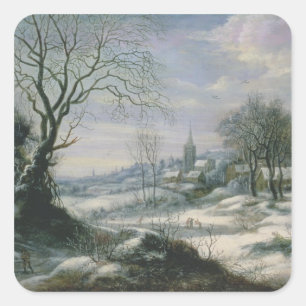 Pegatina Cuadrada Paisaje invernal