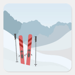 Pegatina Cuadrada Paisaje invernal